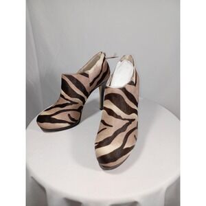 Nine West‎ Shoes Womens Size 8.5 Animal Print Zebra Heels Booties Calf Hair New